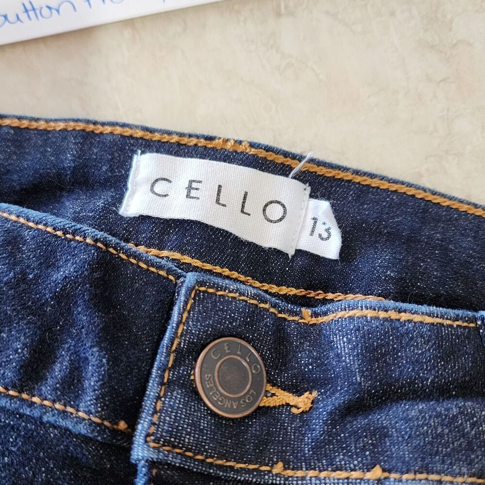 Cello Button Front High Rise Flare Dark Wash Women's Stretch Denim Jeans Size 13 - Picture 5 of 6